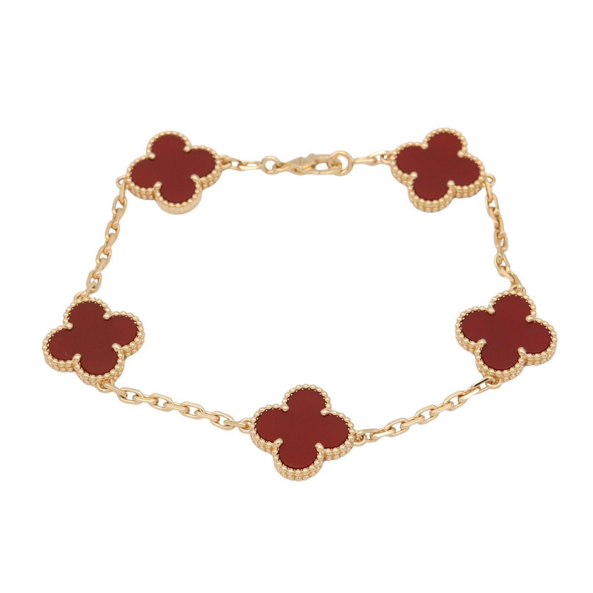 Van Cleef & Arpels Vintage Alhambra Carnelian 5-Piece Bracelet RN0002692