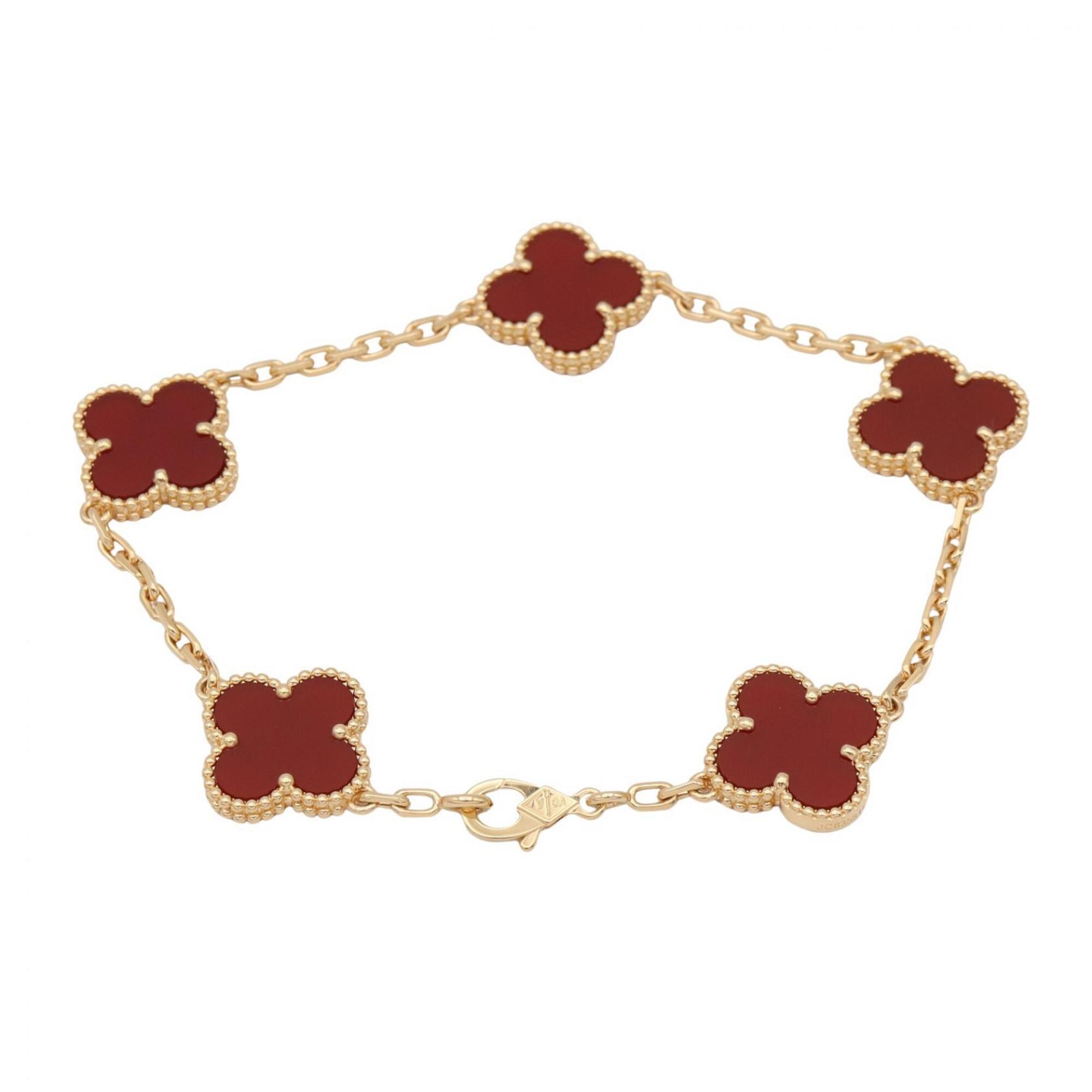 Van Cleef & Arpels Vintage Alhambra Carnelian 5-Piece Bracelet RN0002692