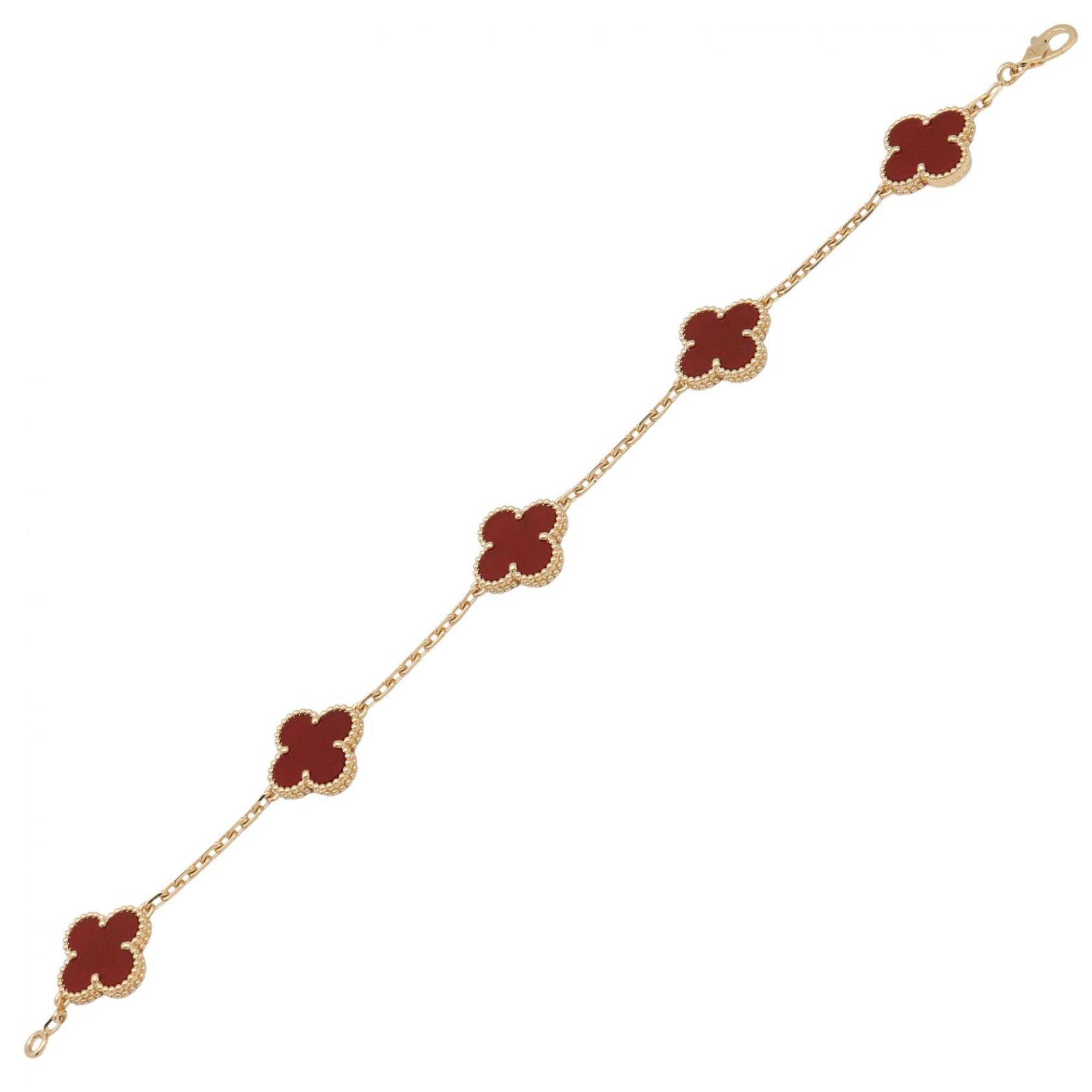 Van Cleef & Arpels Vintage Alhambra Carnelian 5-Piece Bracelet RN0002692
