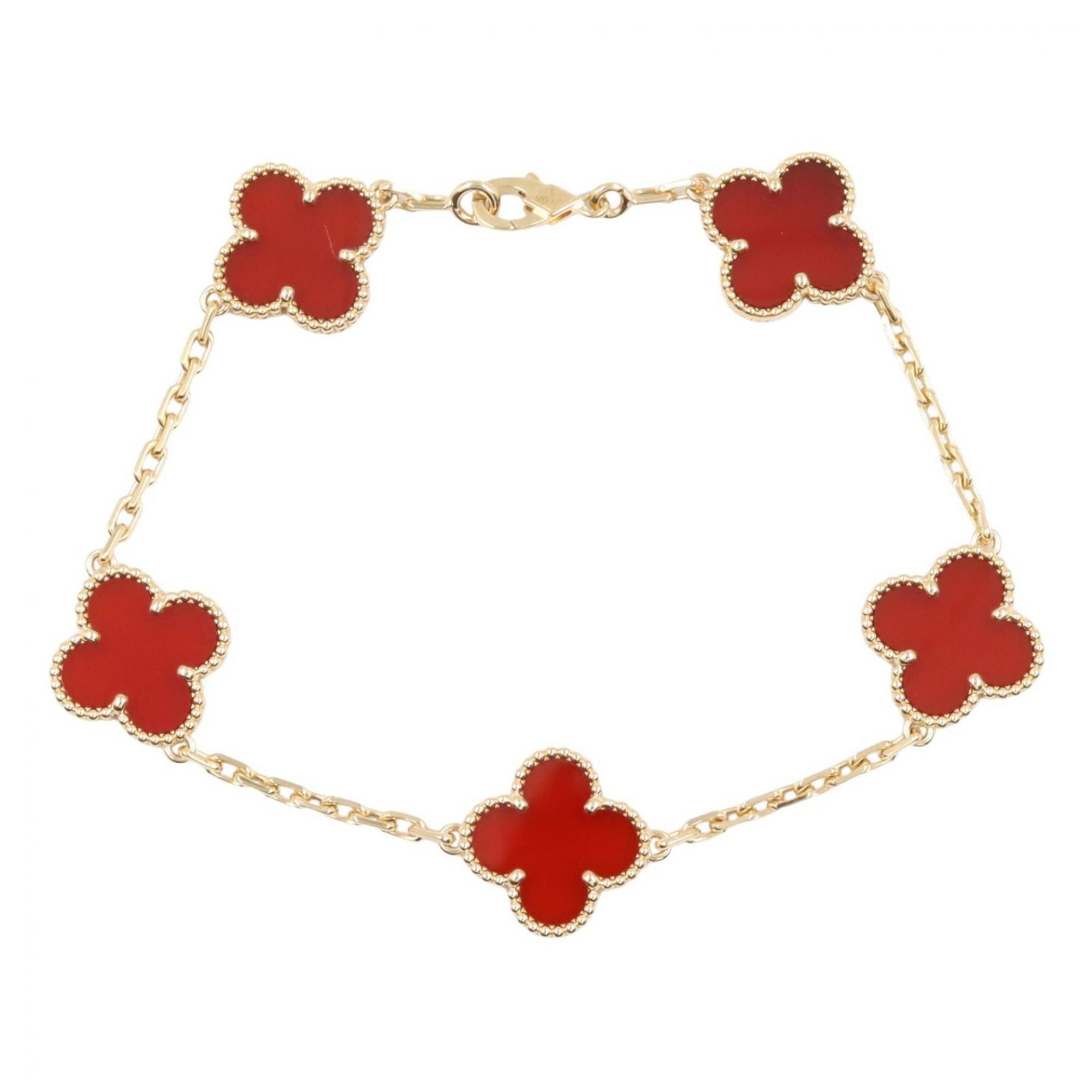 Van Cleef & Arpels Vintage Alhambra 5-Motif Carnelian Bracelet RN0002736