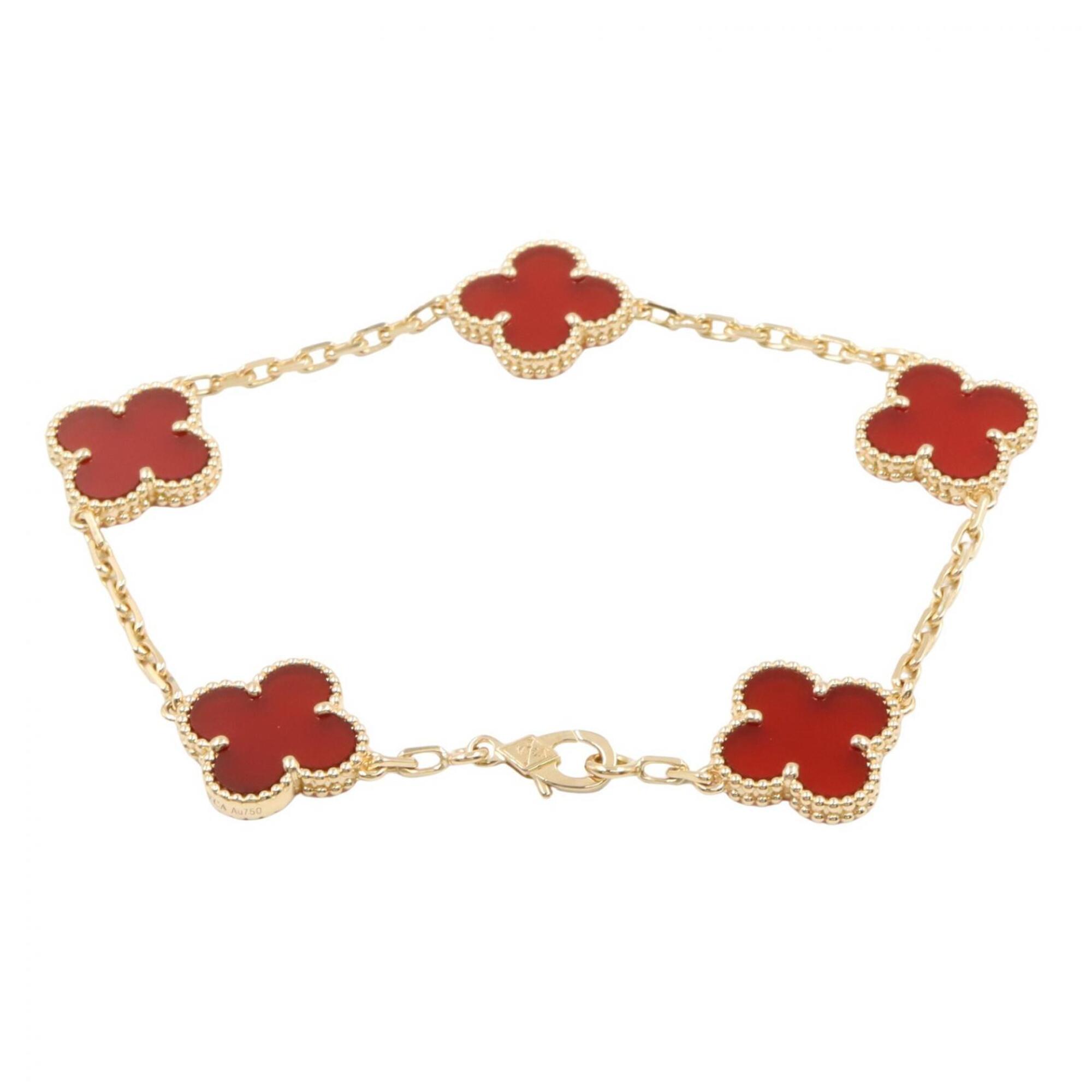 Van Cleef & Arpels Vintage Alhambra 5-Motif Carnelian Bracelet RN0002736
