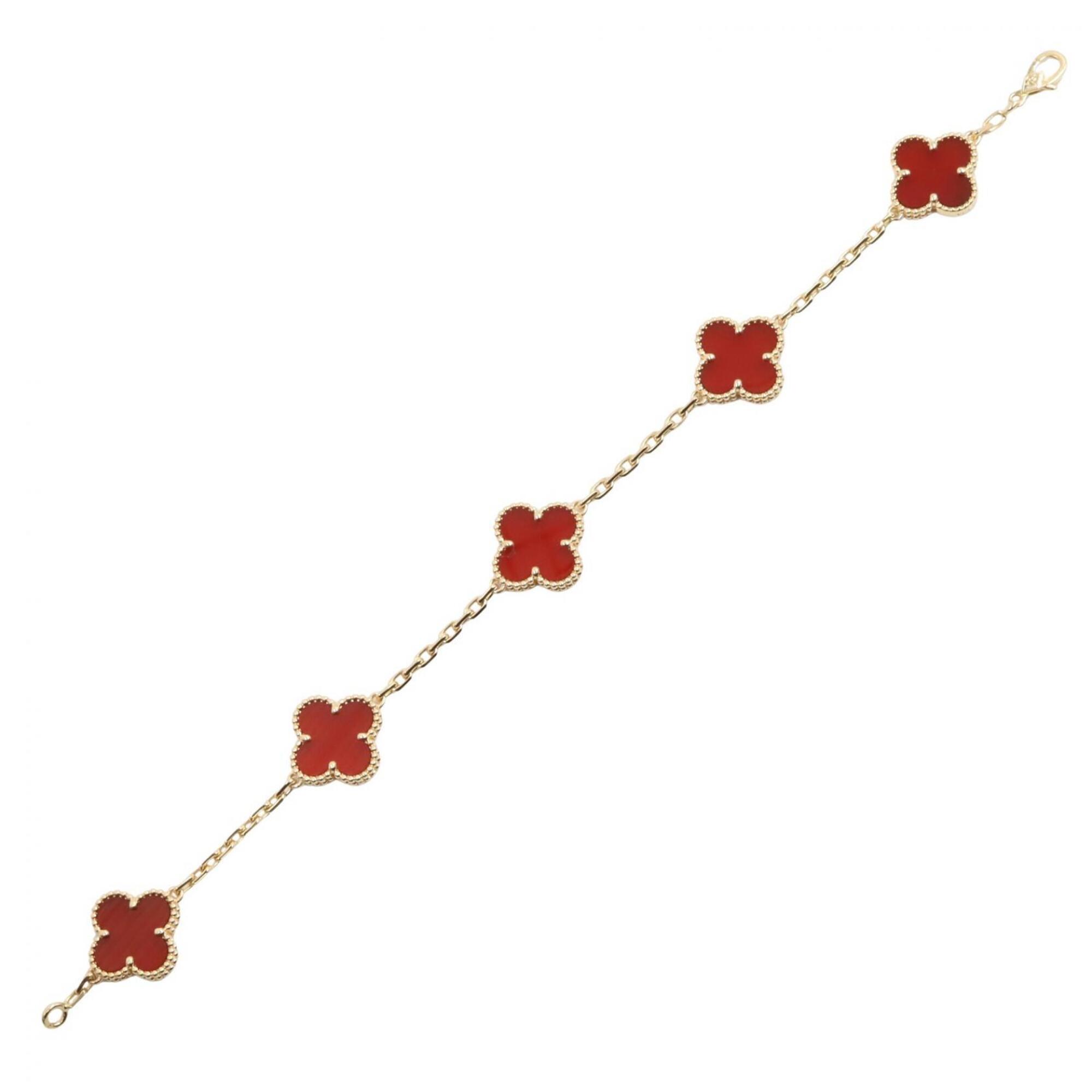 Van Cleef & Arpels Vintage Alhambra 5-Motif Carnelian Bracelet RN0002736