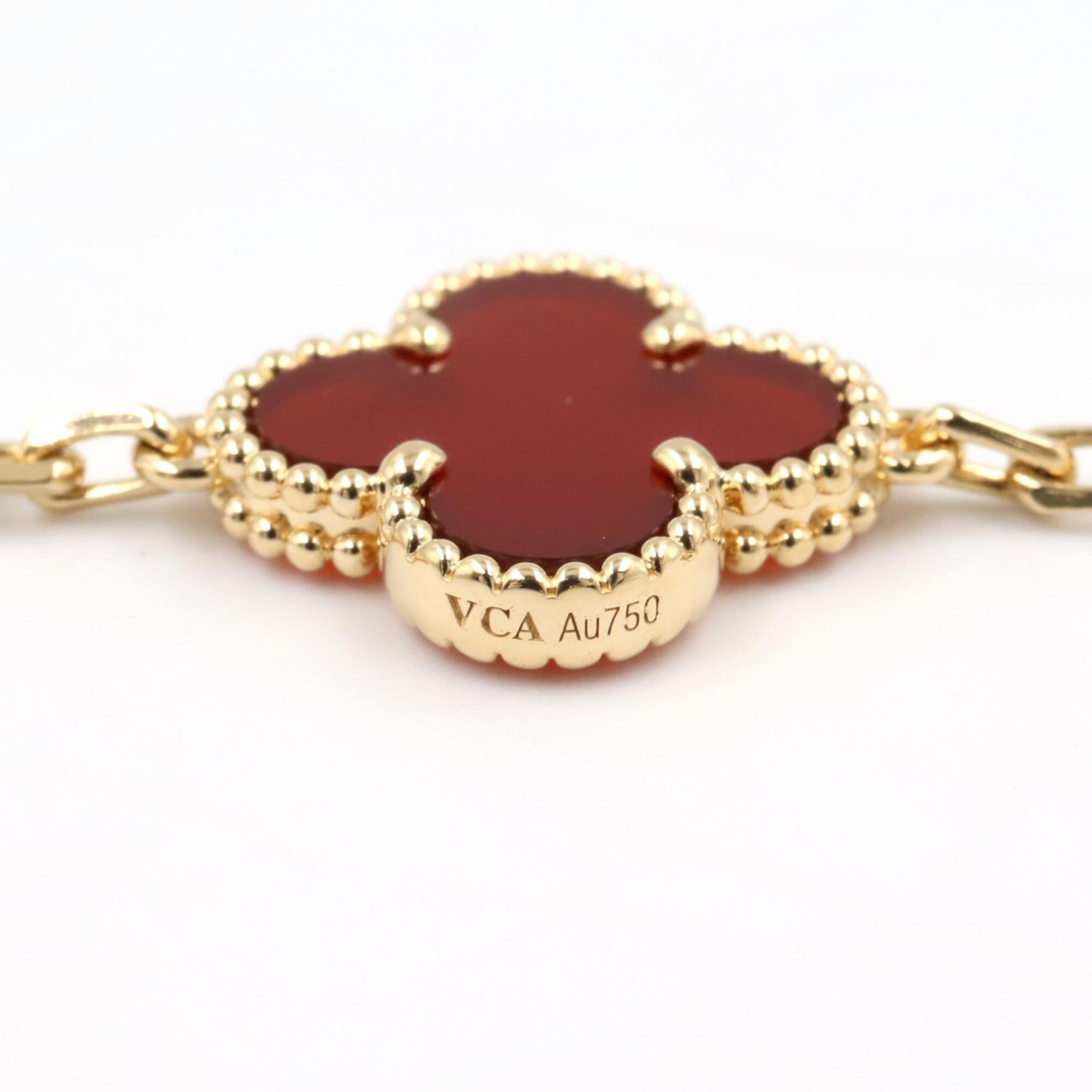 Van Cleef & Arpels Vintage Alhambra 5-Motif Carnelian Bracelet RN0002736