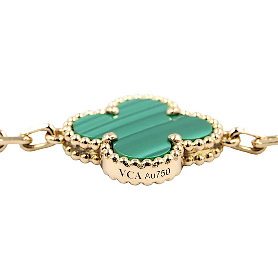 Van Cleef & Arpels Vintage Alhambra Malachite 5P Bracelet RN0002773 Van Cleef & Arpels Vintage Alhambra Malachite 5P Bracelet RN0002773