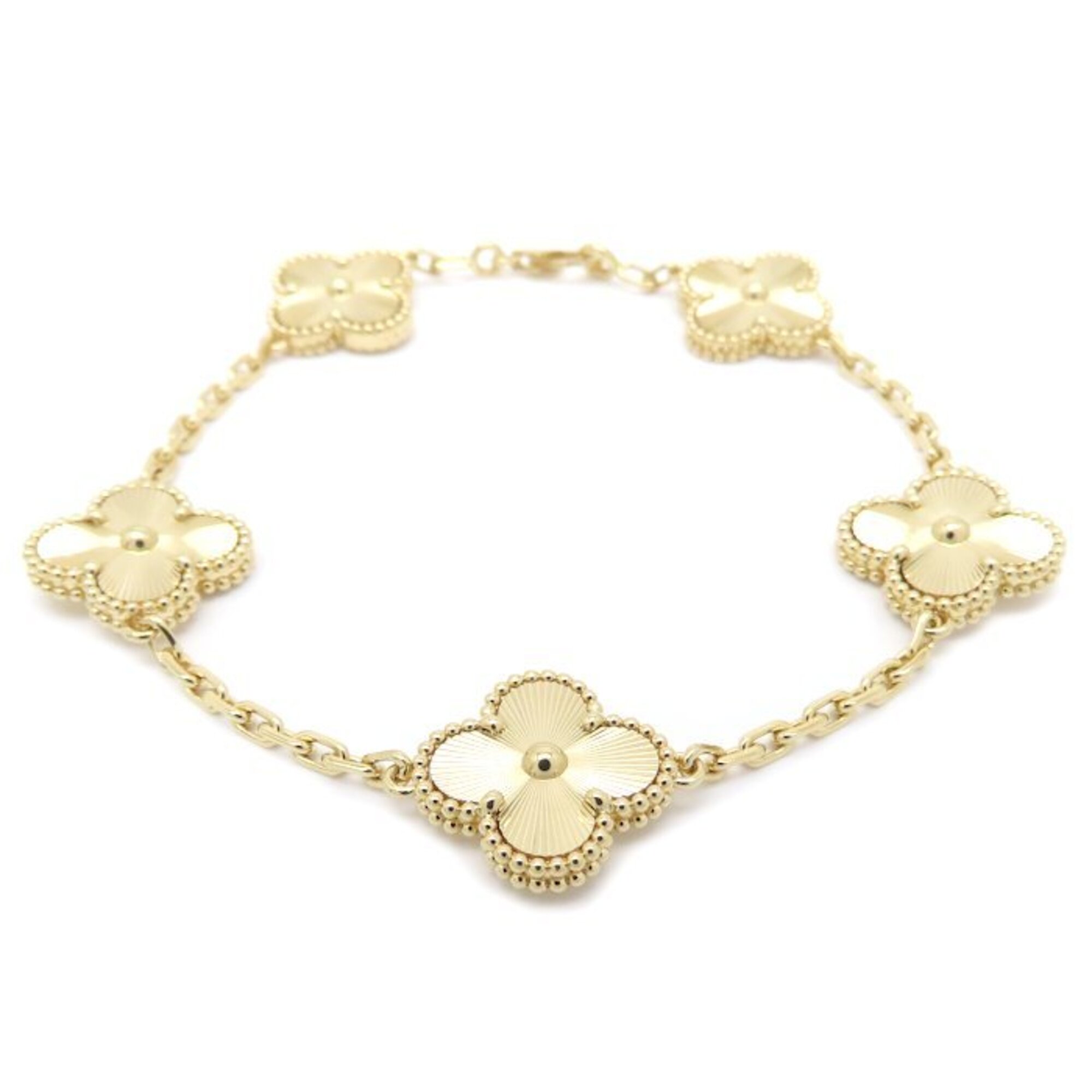 Van Cleef & Arpels Vintage Alhambra 5-Motif Guilloché Bracelet RN0002804
