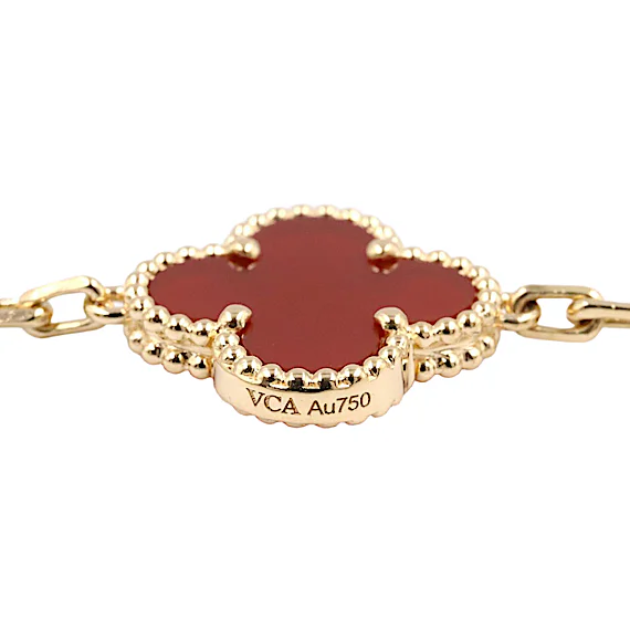 Van Cleef & Arpels Vintage Alhambra Carnelian 5P Bracelet RN0002828 Van Cleef & Arpels Vintage Alhambra Carnelian 5P Bracelet RN0002828