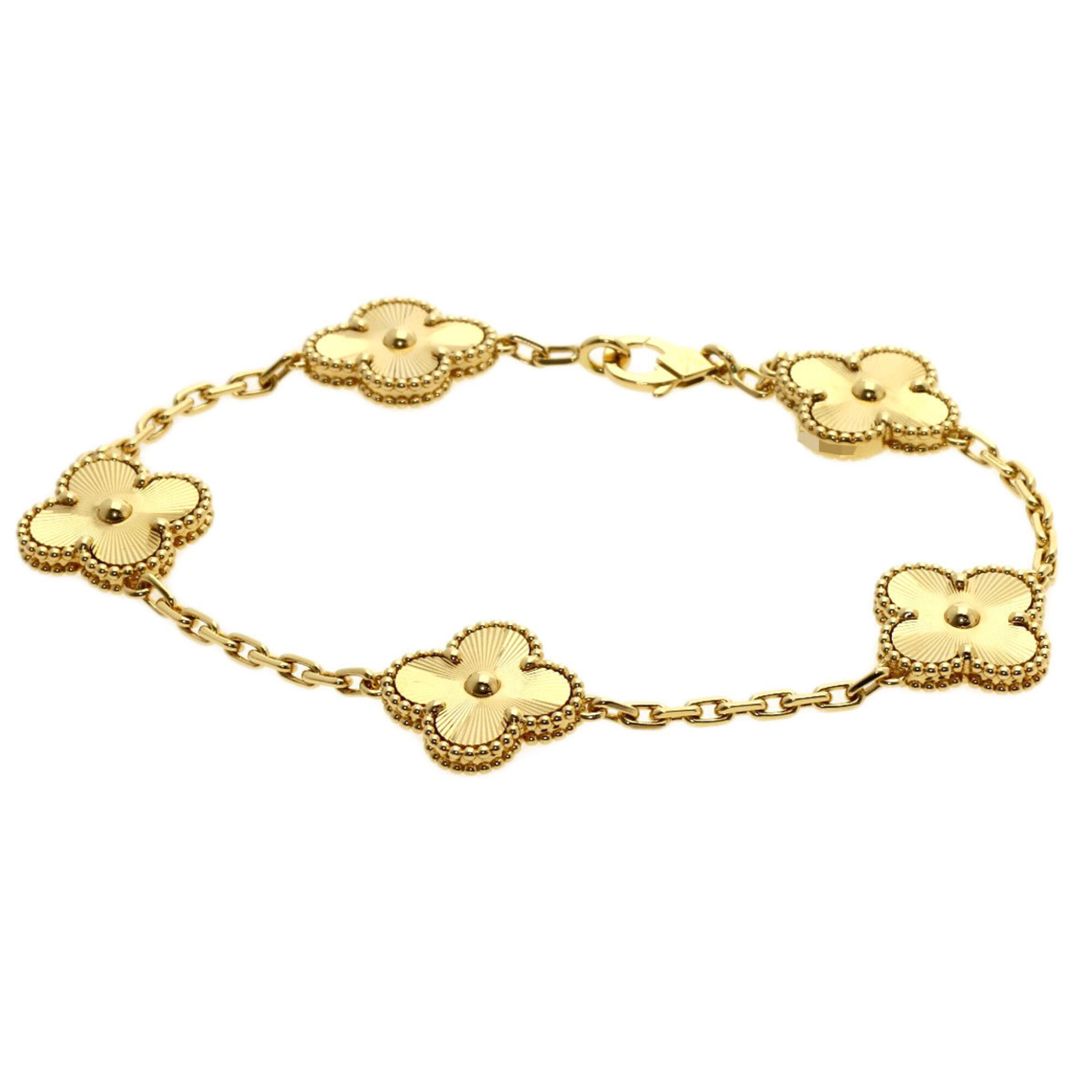 Van Cleef & Arpels Vintage Alhambra Guilloché 5-Motif Bracelet RN0002842
