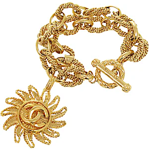 Chanel Chanel Coco Mark Sun Motif GP Gold Bracelet RN0002897 Chanel Chanel Coco Mark Sun Motif GP Gold Bracelet RN0002897
