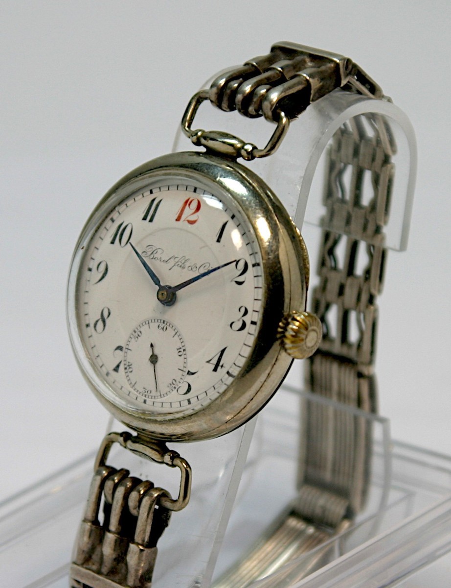Borel & fils Swiss & fils Swiss frühe Armbanduhr Silber für ru 1918