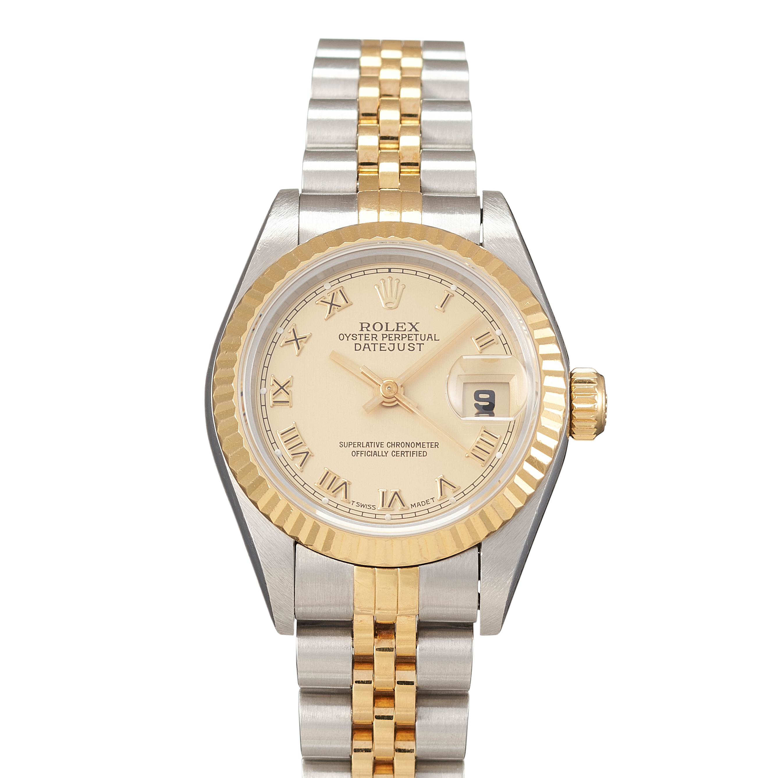 【美品】 ROLEX DATEJUST 69173 3コマ Rolex Ladies Datejust 69173 Two-Tone 18KY & Steel White MOP Watch
