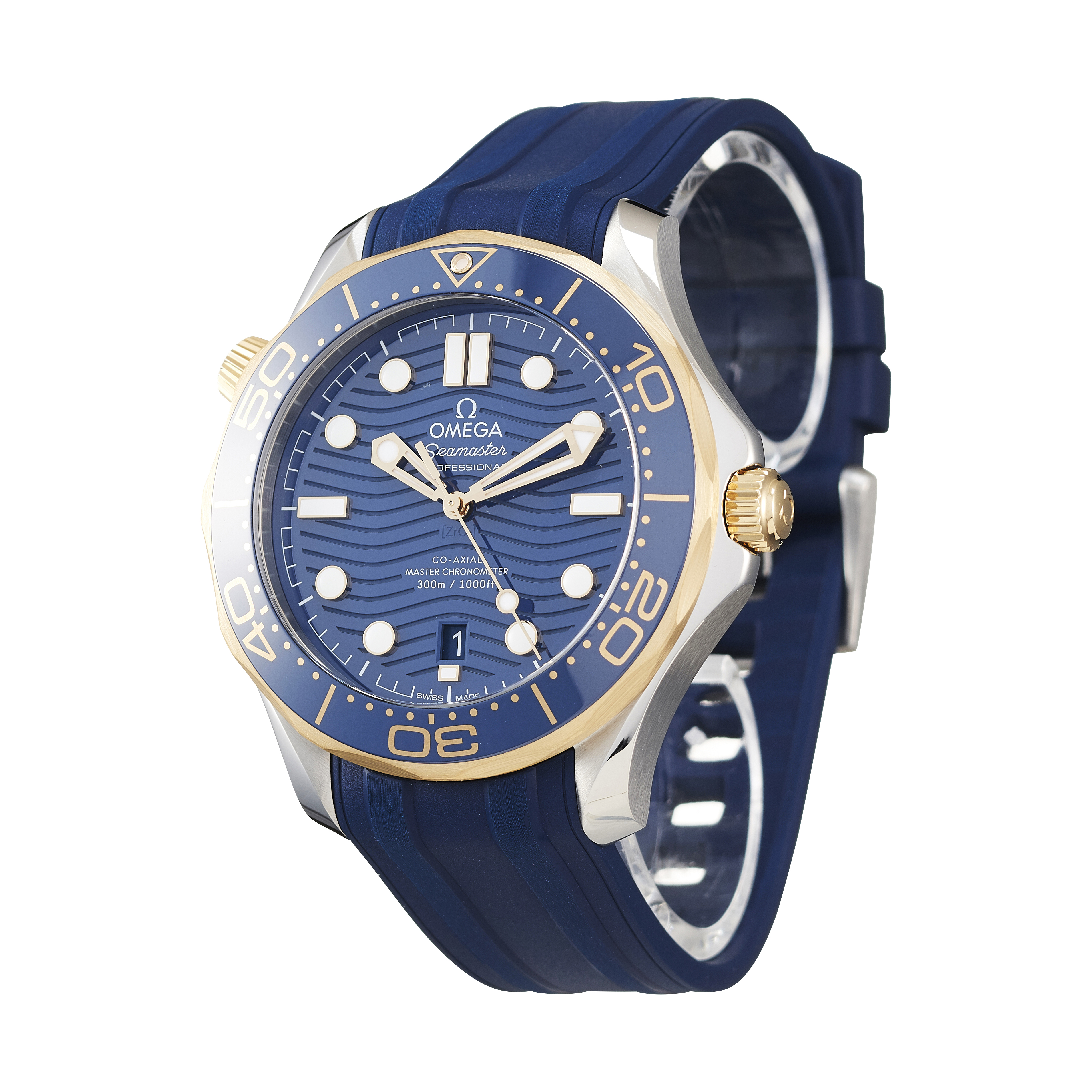 Omega seamaster gold on sale blue