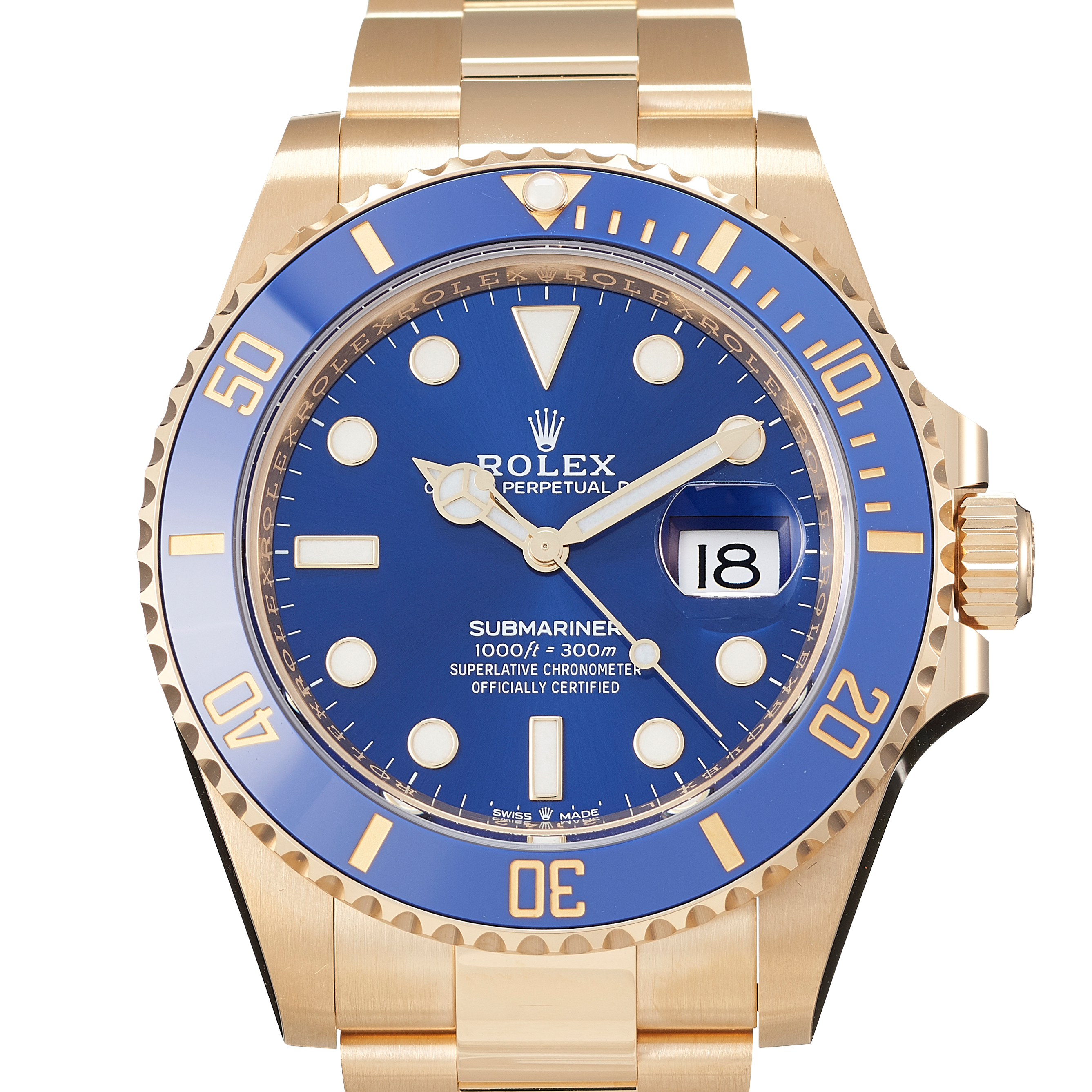 submariner rolex blue gold