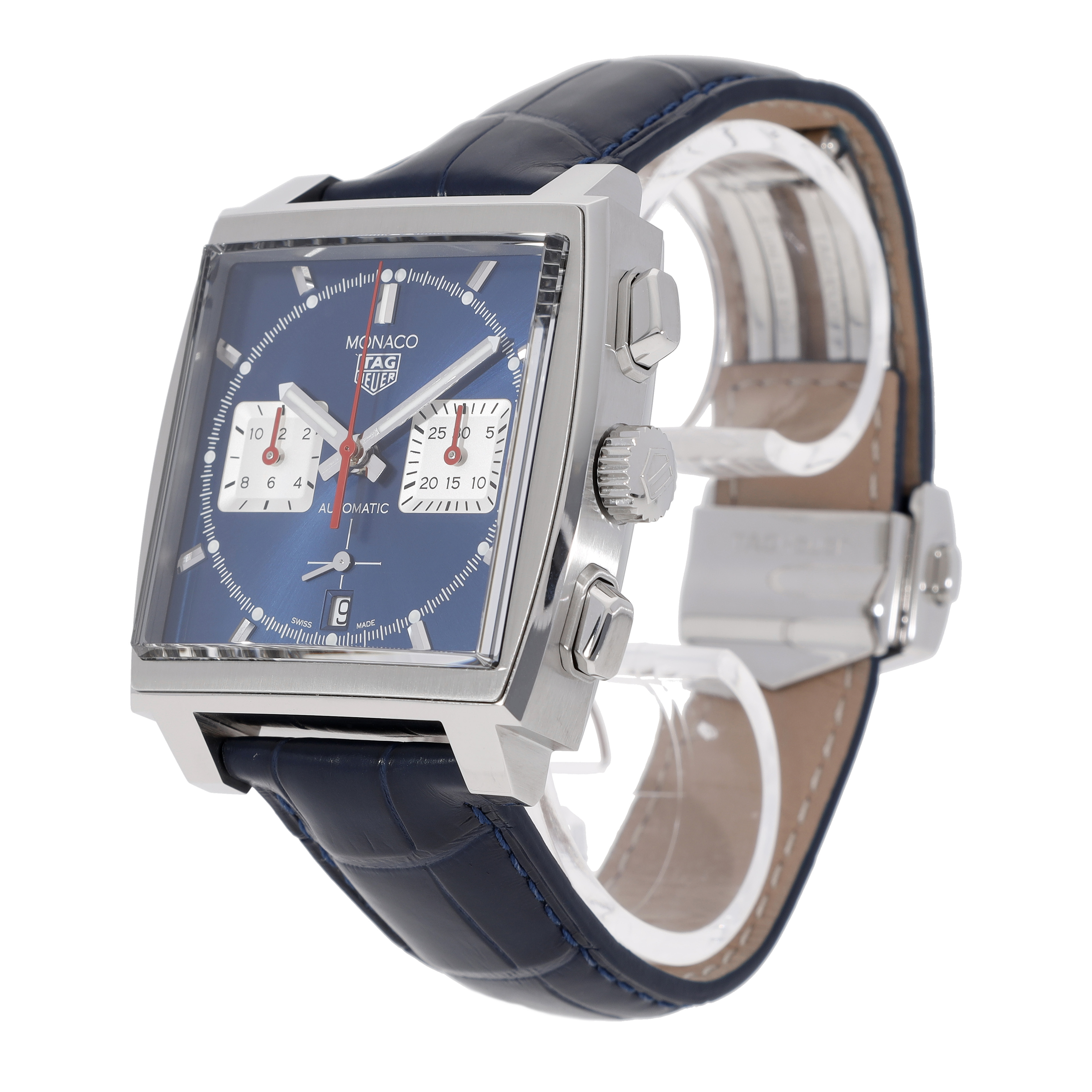 Tag Heuer Monaco Calibre Heuer 02 CBL2111.FC6453 – Orologio Uomo Automatico, Quadrante Blu, Cinturino In Pelle Coccodrillo