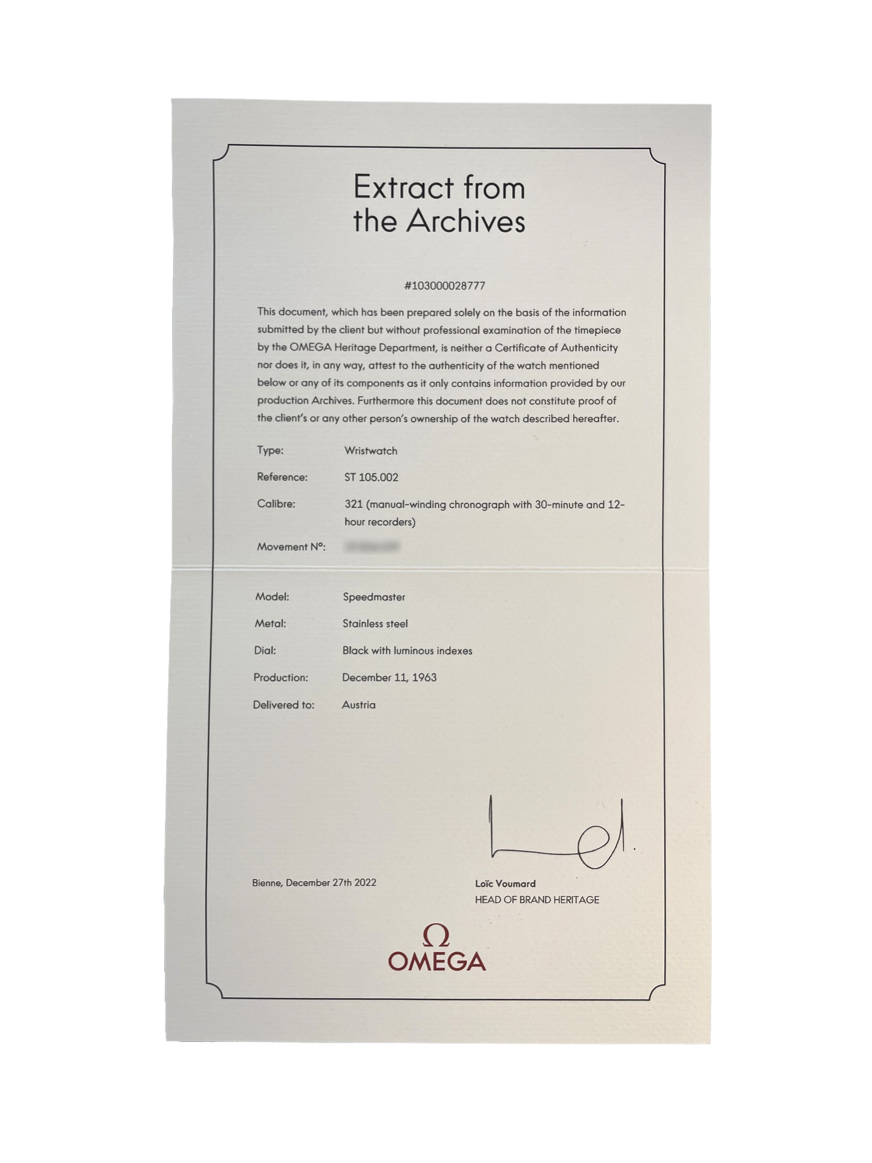 Omega Speedmaster ST 105.002-63