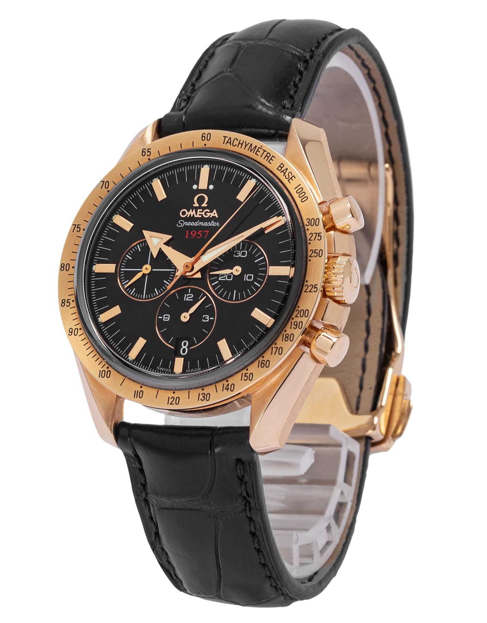 Omega speedmaster broad arrow 1957 rose gold best sale