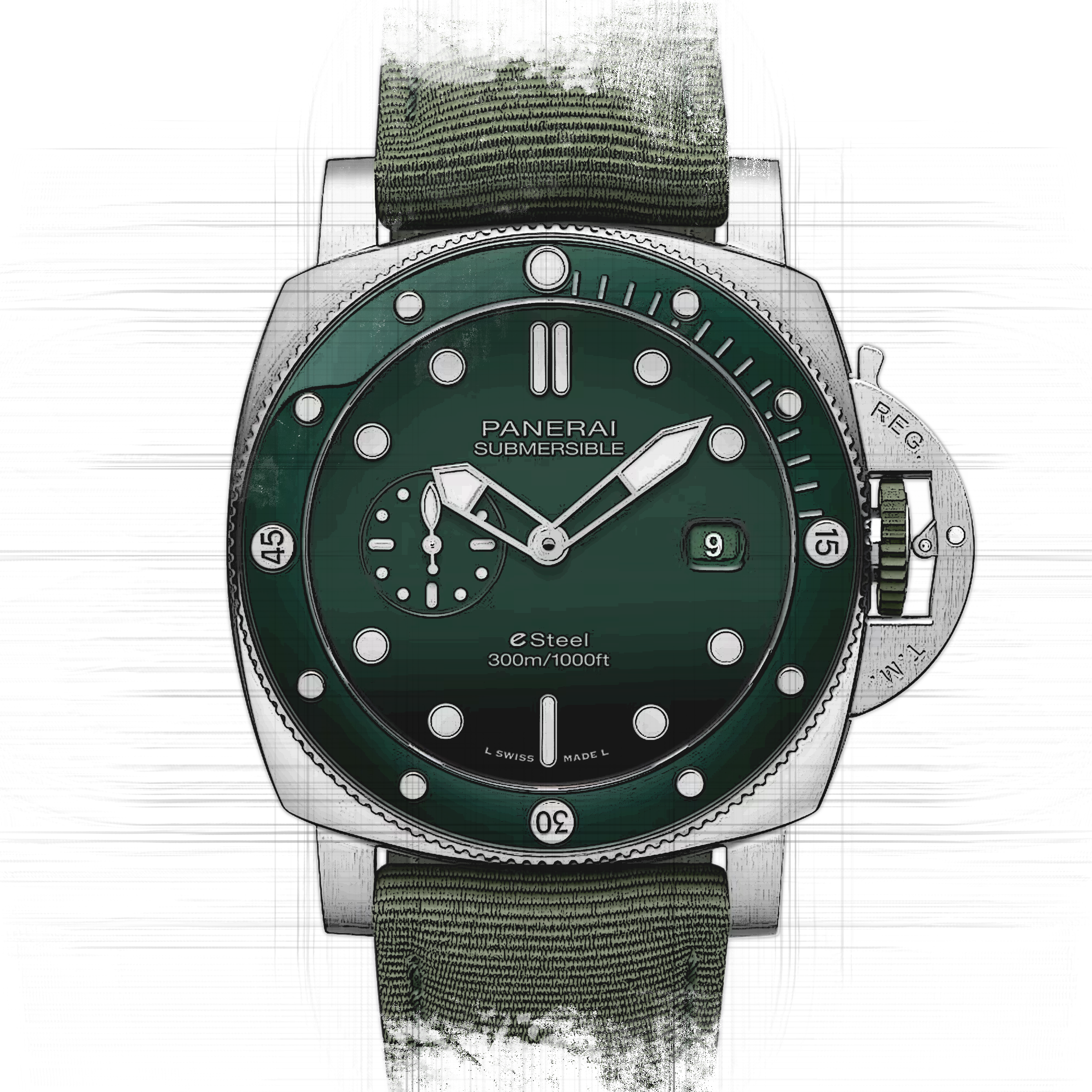 Panerai Panerai Submersible Quarantaquattro Verde Smeraldo in Grün
