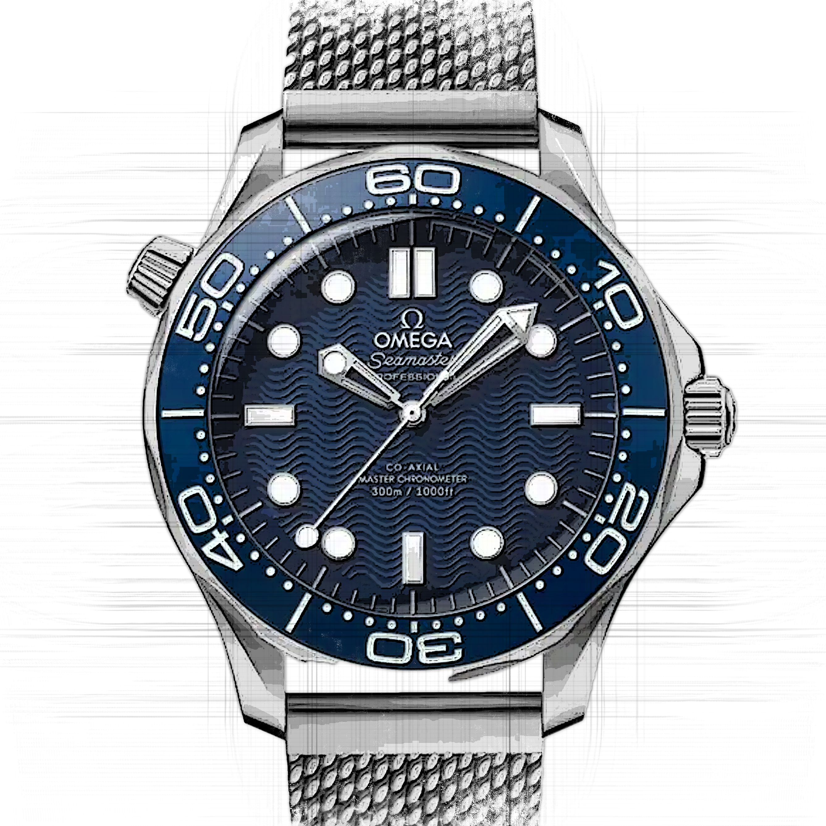 Omega Omega Seamaster DIVER 300M James Bond 60th anniversary in Blau